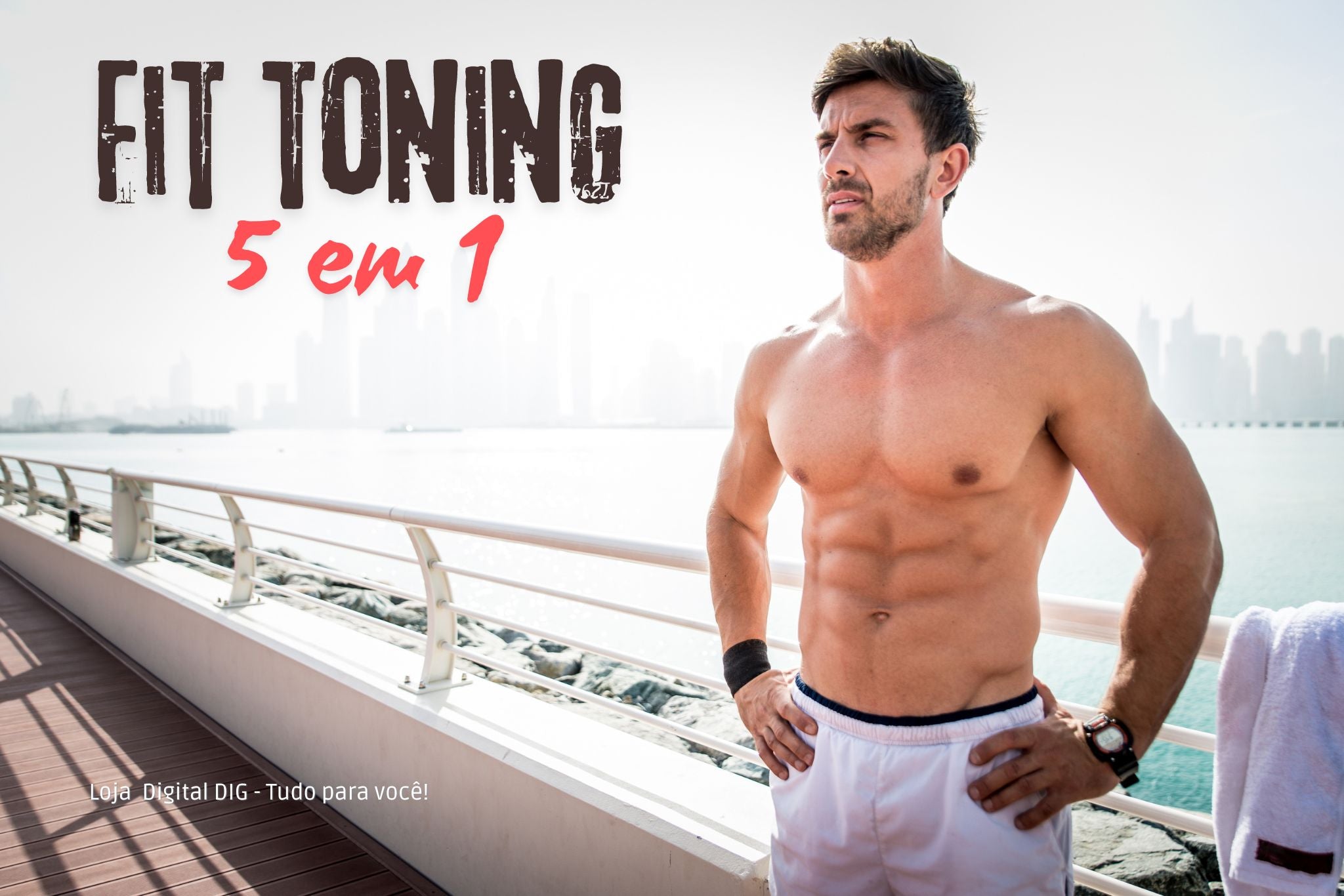 Imagem de um homem com abdômen definido, representando os resultados incríveis do Estimulador e Tonificador Muscular Fit Toning 5 em 1. Transforme seu corpo com segurança e eficácia na #LDD.