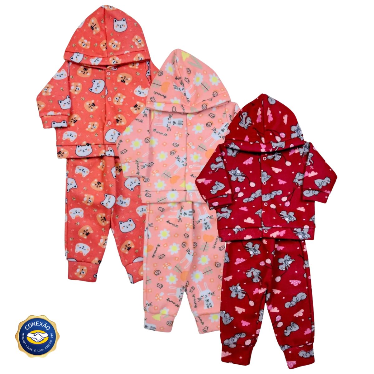 Kit 3 Conjuntos Inverno Bebê Menino - Roupa Soft Quentinha 0-24 Meses Baby Greg