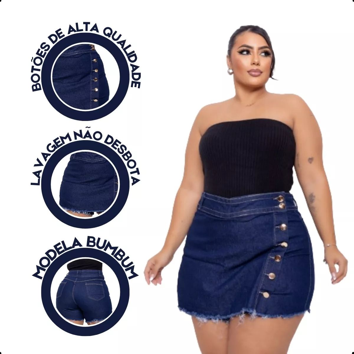 Short Saia Jeans Feminino Plus Size com Lycra – Estilo e Conforto para o Verão! GCJEANS - Mercado Livre