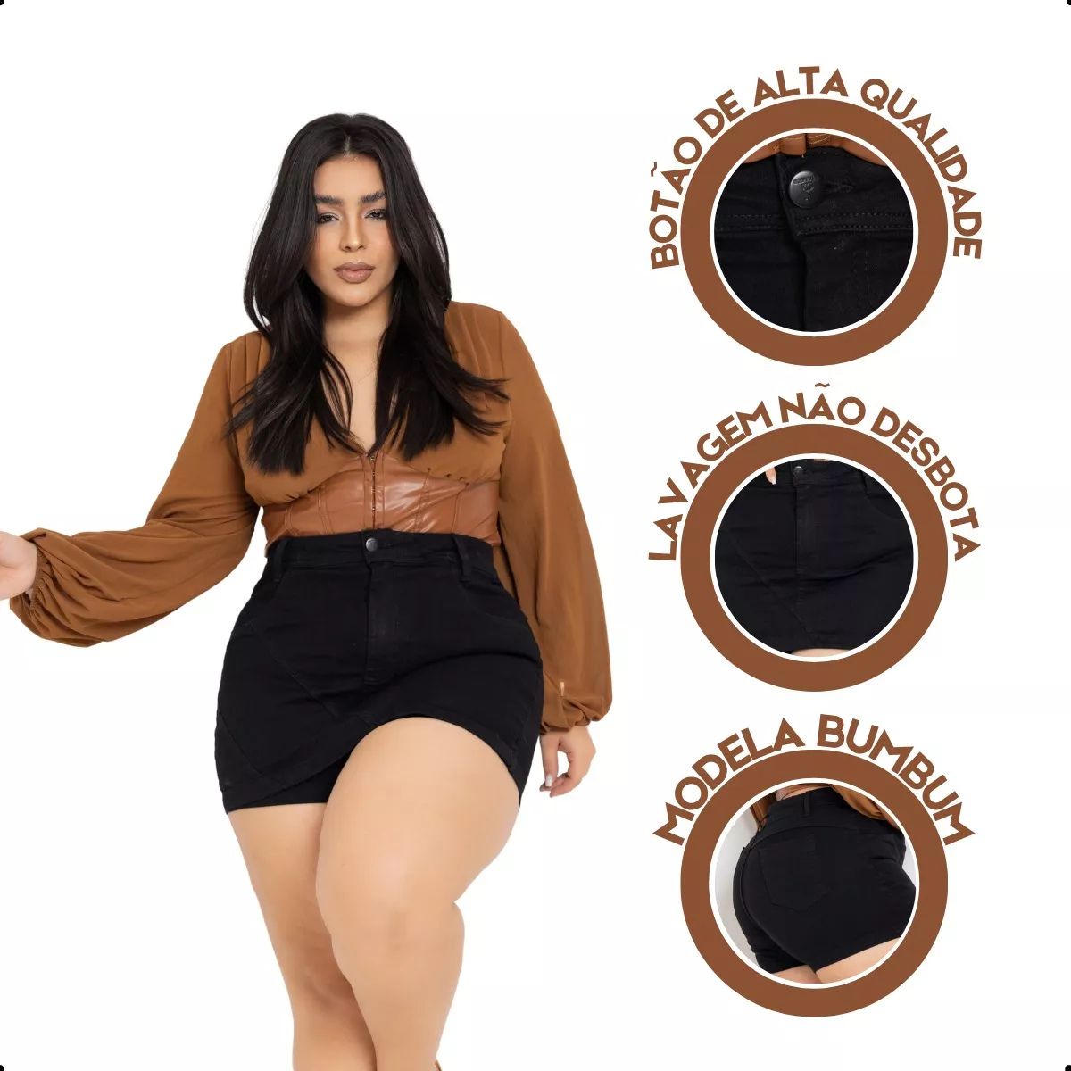 Short Saia Jeans Feminino Plus Size com Lycra – Estilo e Conforto para o Verão! GCJEANS - Mercado Livre