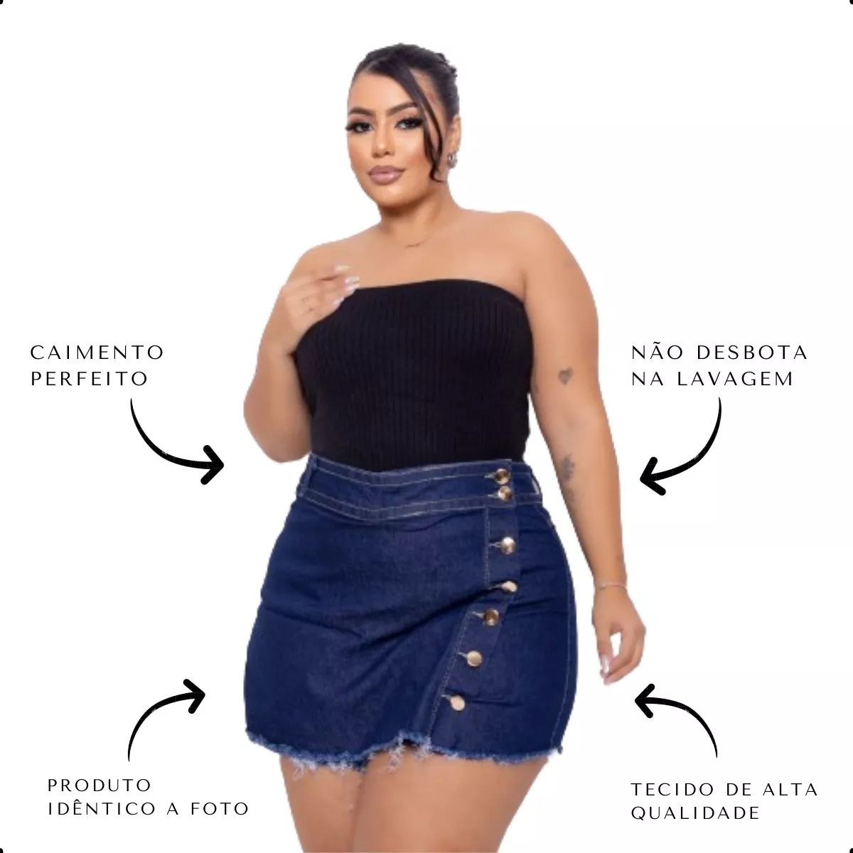 Short Saia Jeans Feminino Plus Size com Lycra – Estilo e Conforto para o Verão! GCJEANS - Mercado Livre