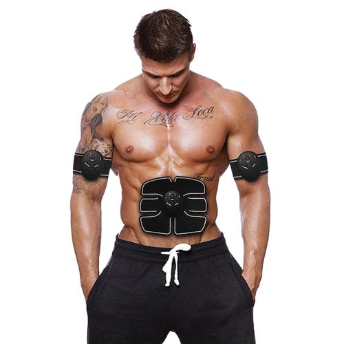 Imagem de um homem usando o tonificador muscular Fit Toning 5 em 1 nos braços e abdômen. Alcance um corpo definido e saudável com apenas 12 minutos por dia. Compre agora na Loja Digital Dig e transforme sua vida!