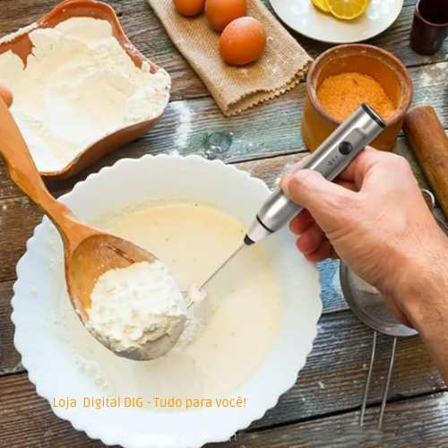 Misturador Elétrico Portátil Recarregável 2 em 1 | 3 Velocidades | Ovos, Bebidas quentes e frias Loja Digital DIG