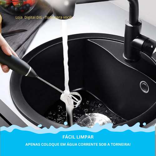 Misturador Elétrico Portátil Recarregável 2 em 1 | 3 Velocidades | Ovos, Bebidas quentes e frias Loja Digital DIG