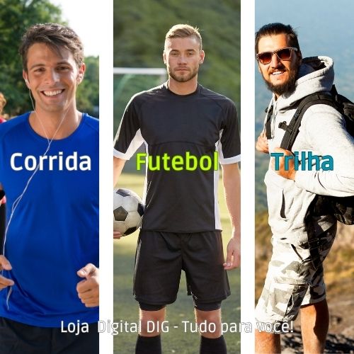 Na foto: Três rapazes usando Meias Esportivas Antiderrapantes Respiráveis da Loja Digital Dig, ideais para corrida, futebol e trilhas. Conforto e segurança para todos os esportes. Compre agora! #LDD