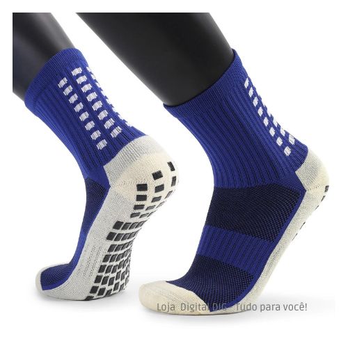 Meias Esportivas Antiderrapantes Respiráveis na cor azul escuro, da Loja Digital Dig. Máxima proteção e conforto. Adquira a sua agora! #LDD
