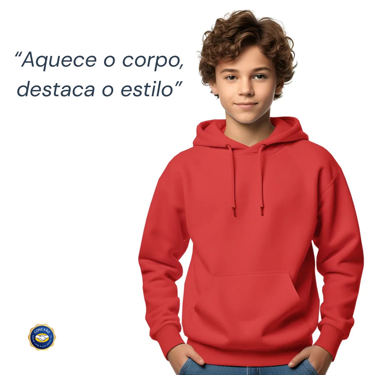 Blusa Moletom Infantil Liso com Capuz e Bolso Canguru Leomelo Store