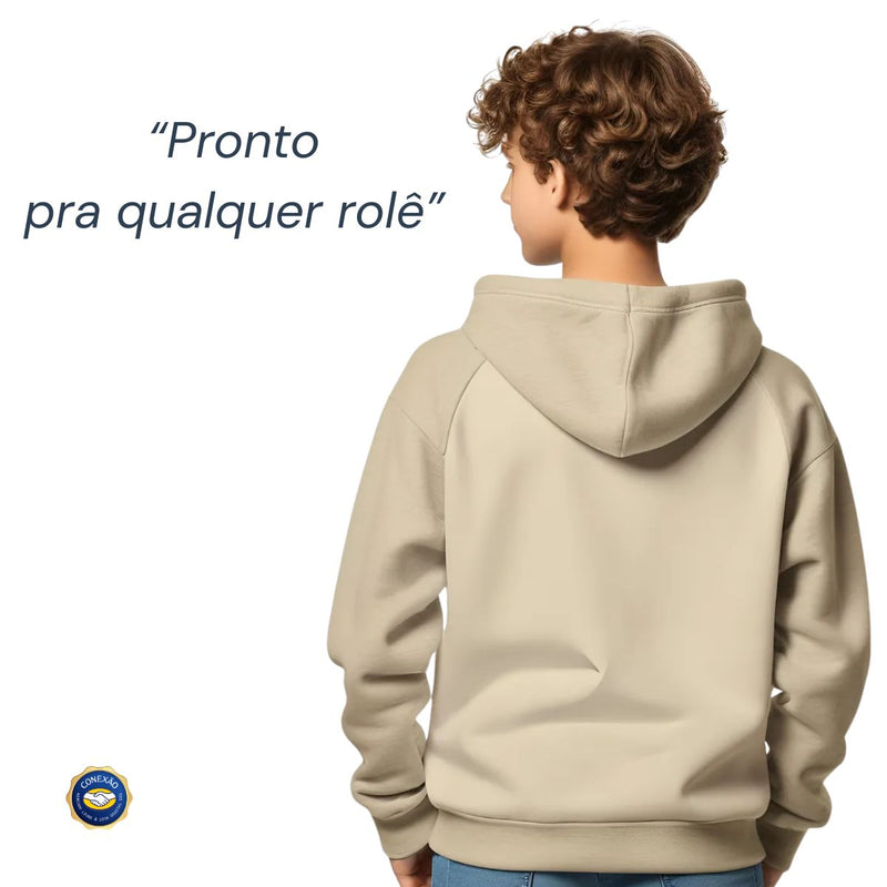 Blusa Moletom Infantil Liso com Capuz e Bolso Canguru Leomelo Store