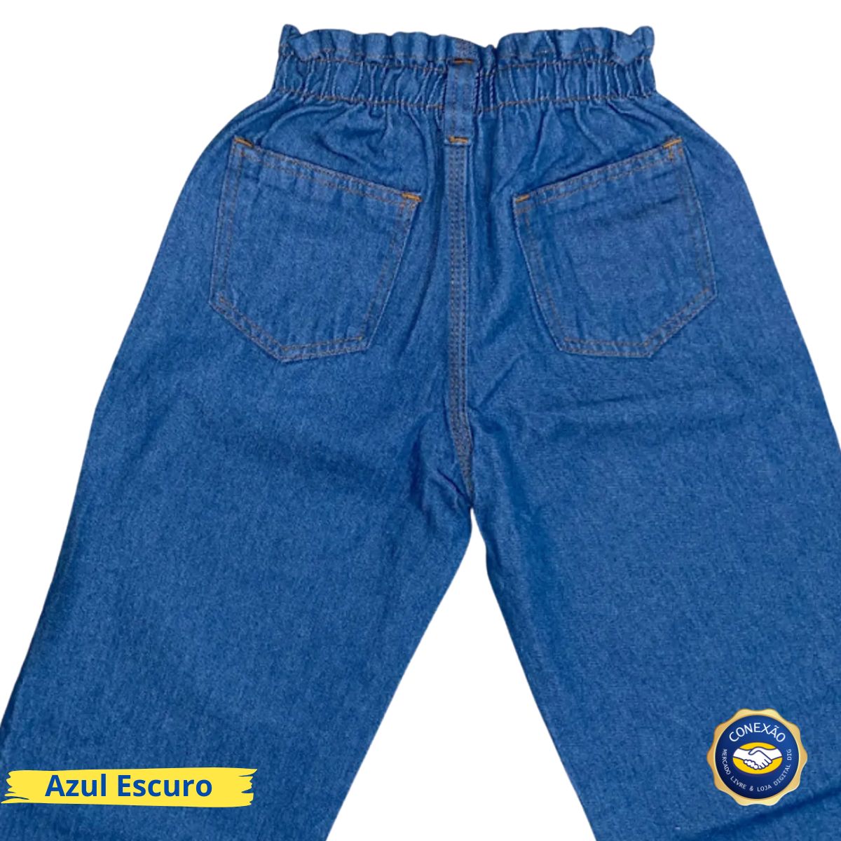 Calça Pantalona Wide Leg Stich - Jeans Infantil Juvenil Larguinha DIG - Loja Digital