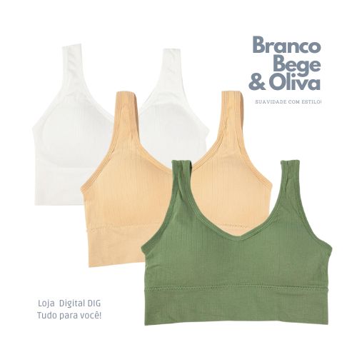 "Descubra a elegância e tranquilidade do Conjunto de Sutiãs Femininos Esportivos Sem Bojo em branco, bege claro e verde oliva na Loja Digital - DIG! Conforto sem costura para treinos e dia a dia. Compre agora e sinta-se confortável e elegante em cada atividade!"  Alt text: <img src="caminho_para_imagem" alt="Conjunto de Sutiãs Femininos Esportivos Sem Bojo em branco, bege claro e verde oliva, disponível na Loja Digital - DIG">