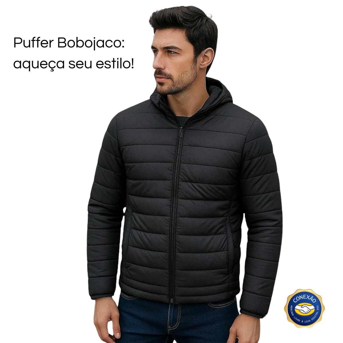 Jaqueta Puffer Masculina Bobojaco Impermeável e Térmica – Inverno e Corta Vento Puffer Gominho - Rocketseller ML