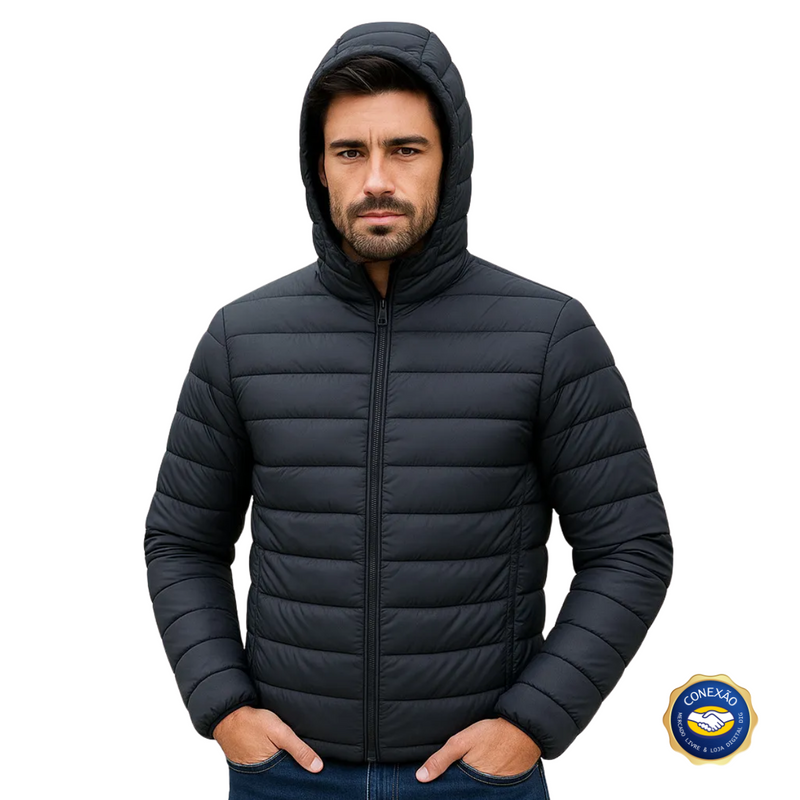 Jaqueta Puffer Masculina Bobojaco Impermeável e Térmica – Inverno e Corta Vento Puffer Gominho - Rocketseller ML