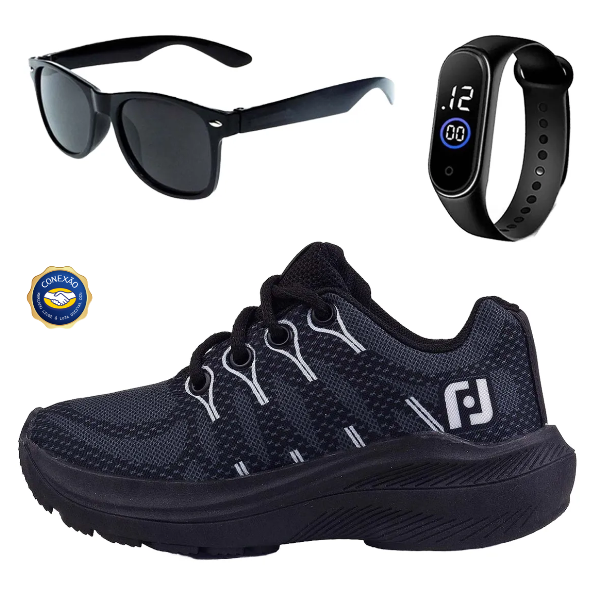 Kit Tênis Infantil Light + Óculos e Relógio - Meninos e Meninas Casual Light