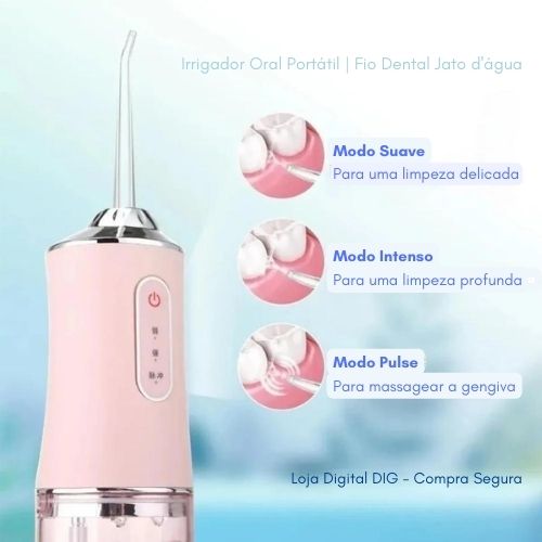 Irrigador Oral Portátil | Fio Dental Jato d'água | Limpeza Profunda Loja Digital DIG