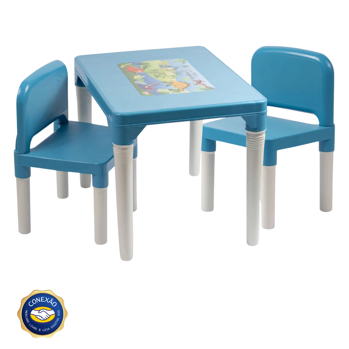 Mesinha Infantil Baby Hercules c/ 2 Cadeiras – Plástico Resistente, Azul e Rosa DIG - Loja Digital