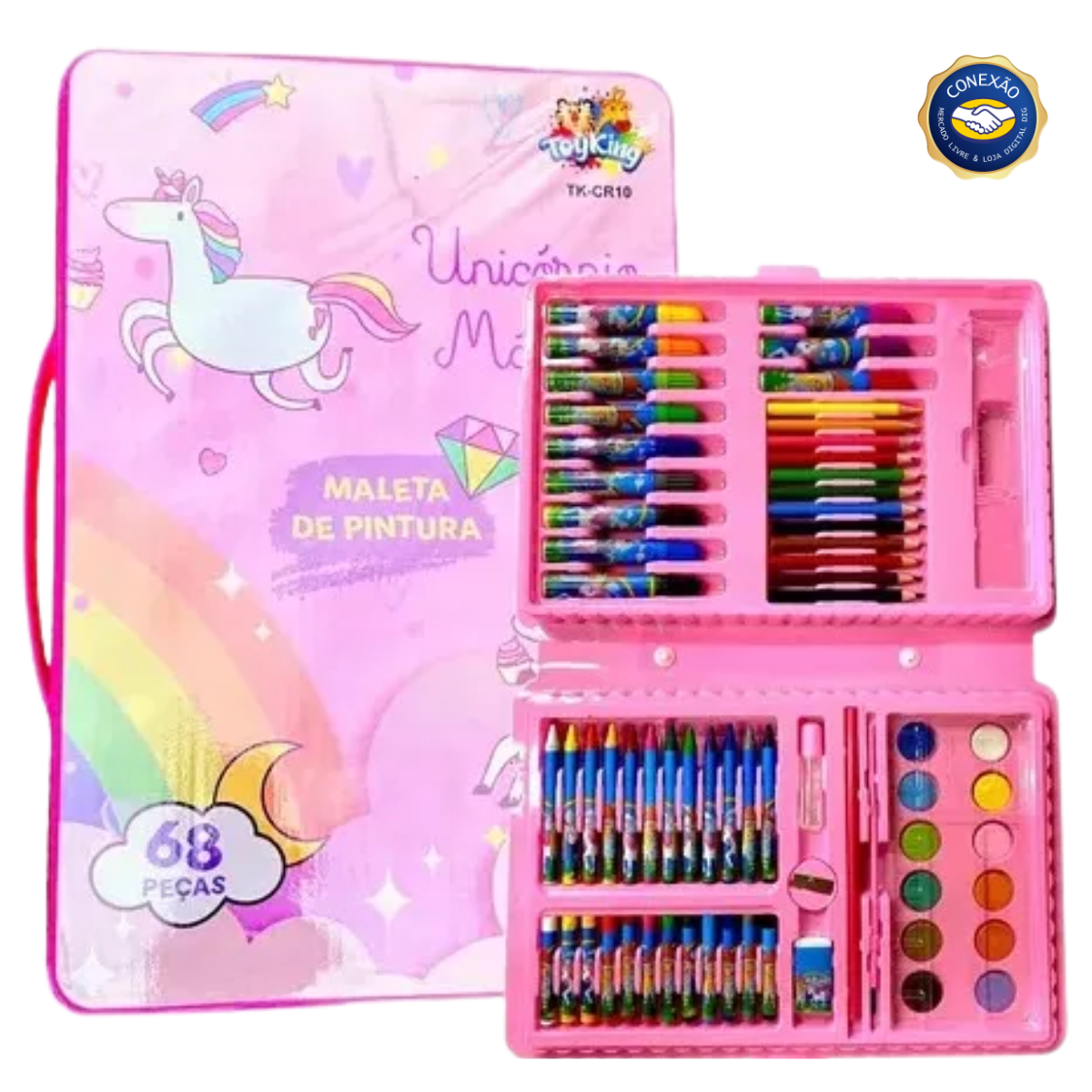 Ninho Boy – Maleta de Pintura Infantil (68 peças, Cores Unicórnio) | Estojo Escolar | Canetinha Ninho Boy