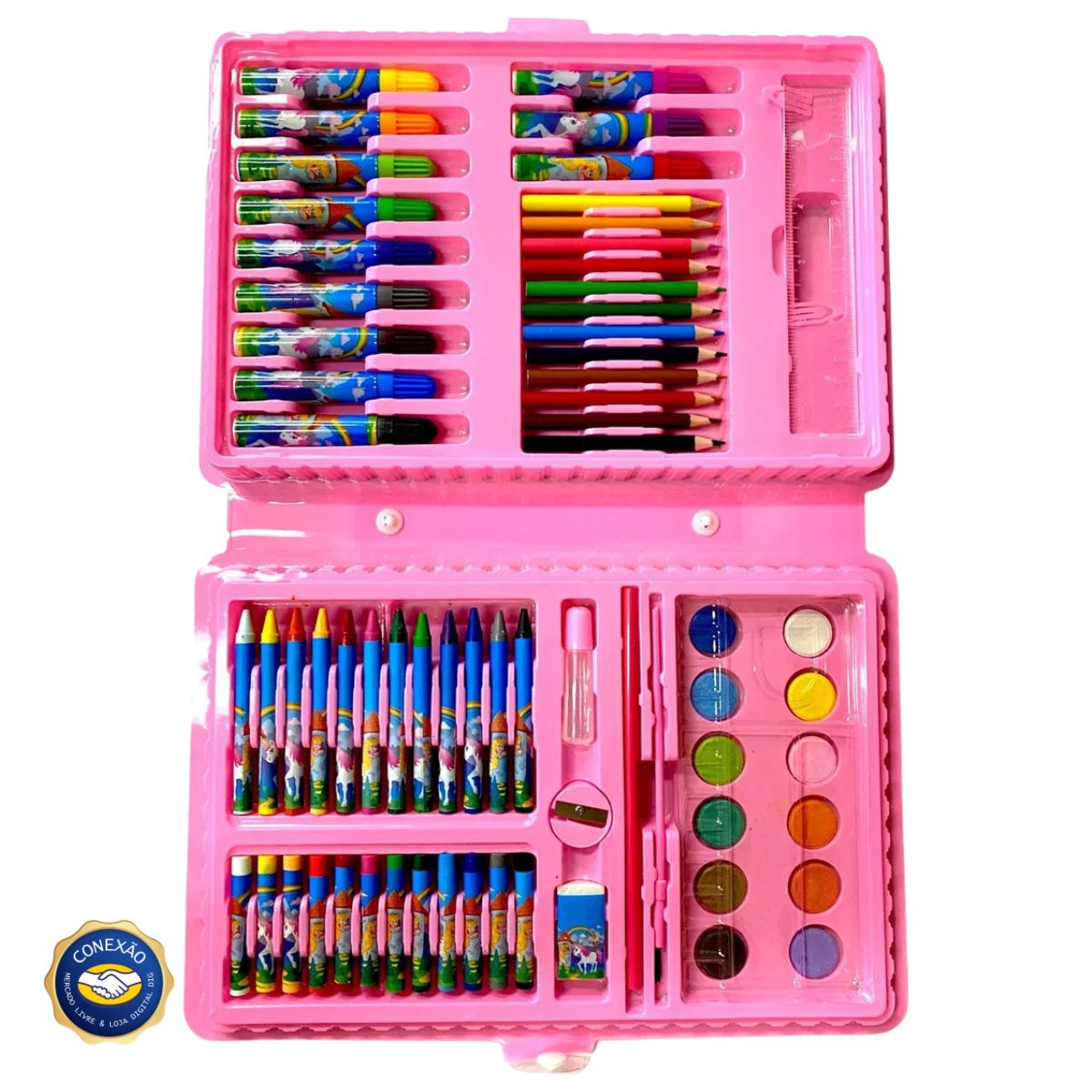 Ninho Boy – Maleta de Pintura Infantil (68 peças, Cores Unicórnio) | Estojo Escolar | Canetinha Ninho Boy