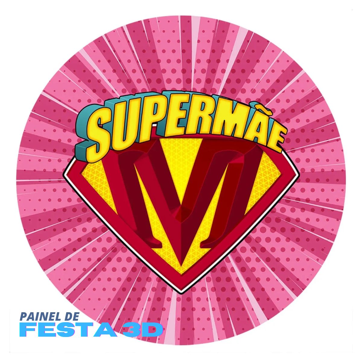 Painel de Festa Redondo 3D - Com Elástico – Fácil de Usar, Tecido Sublimado (1,5m) DIG - Loja Digital