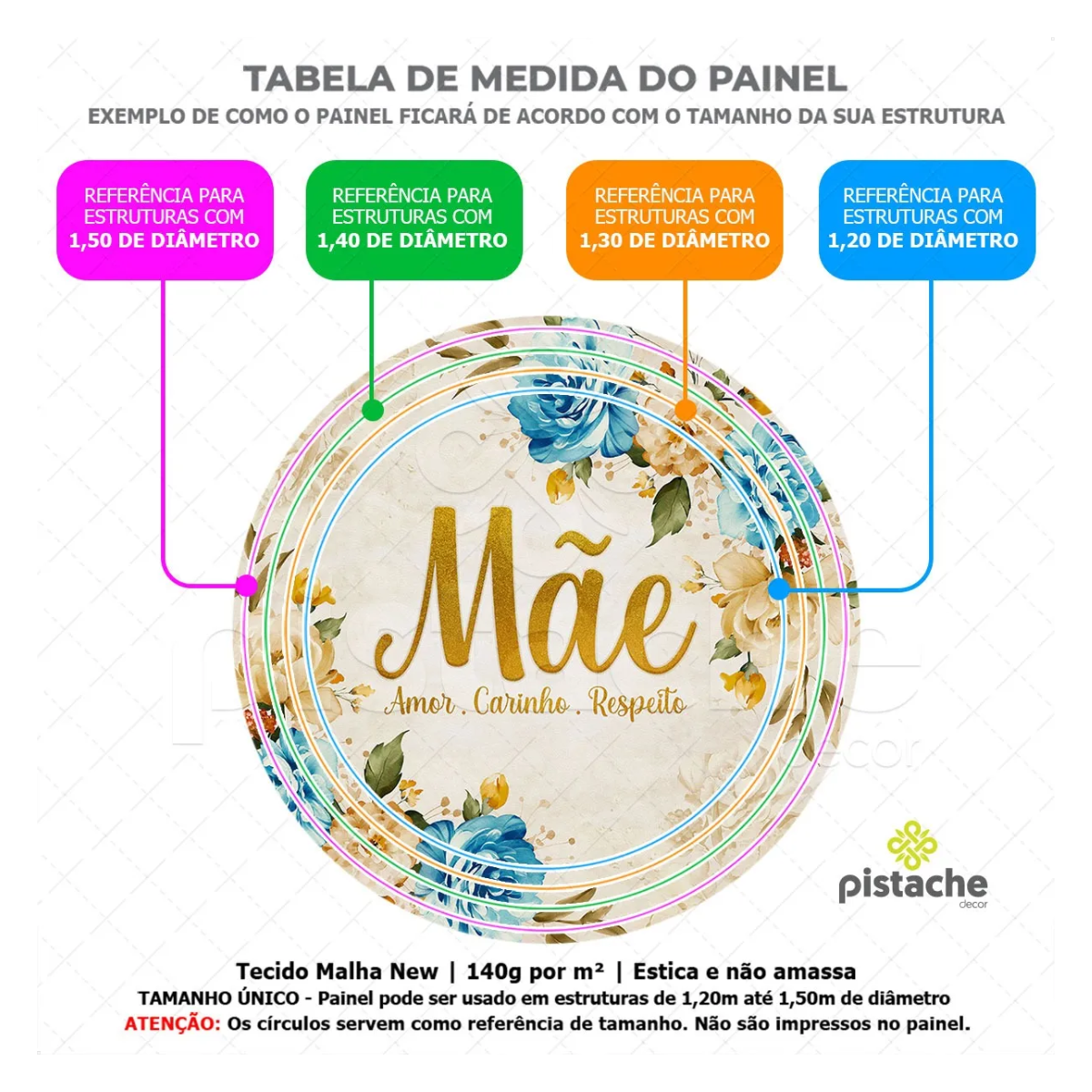 Painel de Festa Redondo 3D – Fácil de Usar, Tecido Sublimado (1,5m) DIG - Loja Digital