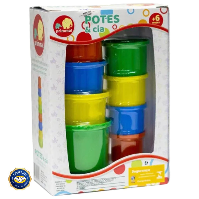 Pais & Filhos - Potes de Empilhar e Encaixar - Brinquedo Educativo para Bebê 6+ Meses Pais & Filhos