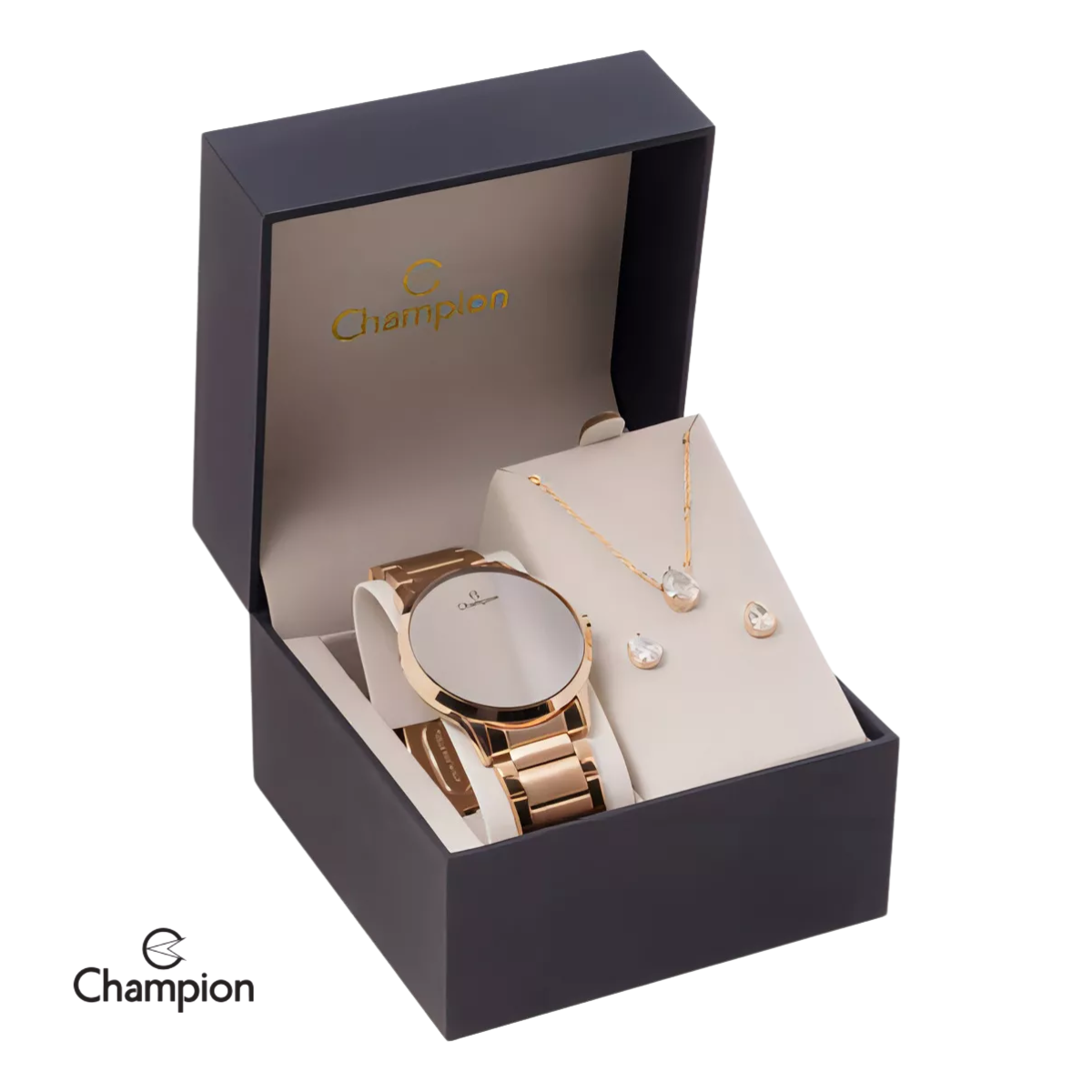Relógio Champion Rosé + Colar & Brincos – Kit Dia das Mães DIG - Loja Digital