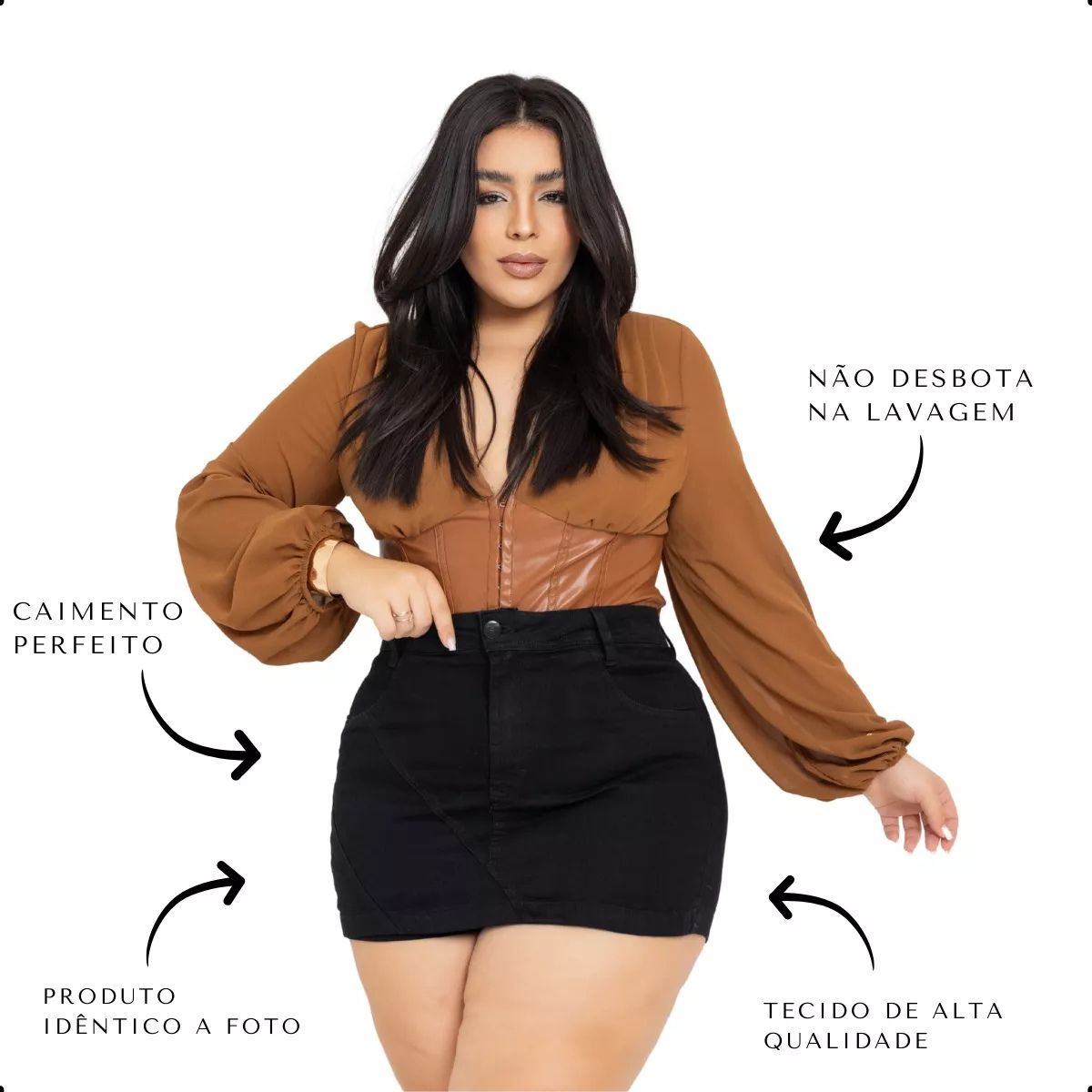 Short Saia Jeans Feminino Plus Size com Lycra – Estilo e Conforto para o Verão! GCJEANS - Mercado Livre
