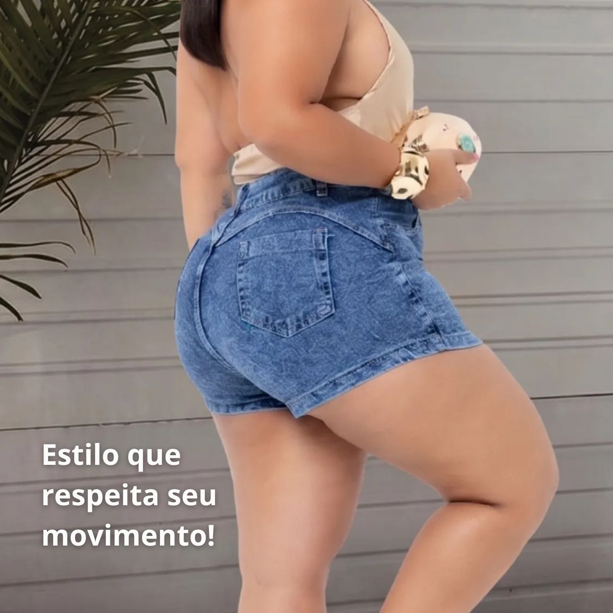Short jeans plus size cintura alta com elastano — estilo que respeita seu movimento