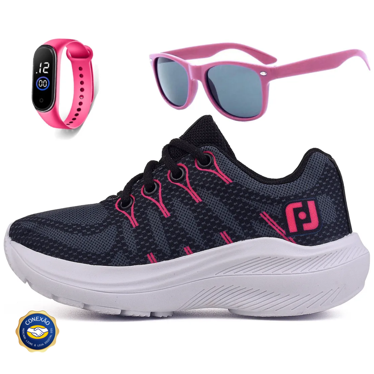 Tênis Infantil Meninas + Óculos + Relógio - Kit Escolar Completo DIG - Loja Digital