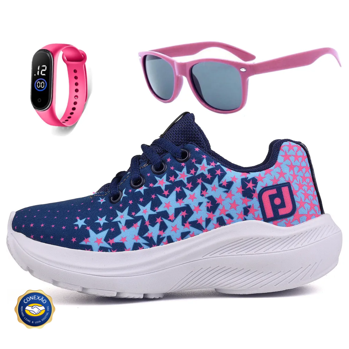 Tênis Infantil Meninas + Óculos + Relógio - Kit Escolar Completo DIG - Loja Digital
