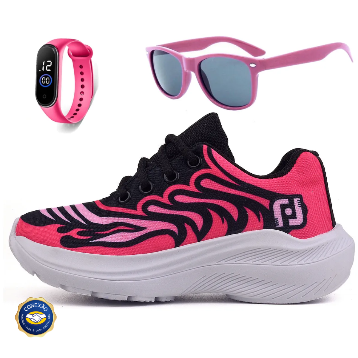 Tênis Infantil Meninas + Óculos + Relógio - Kit Escolar Completo DIG - Loja Digital