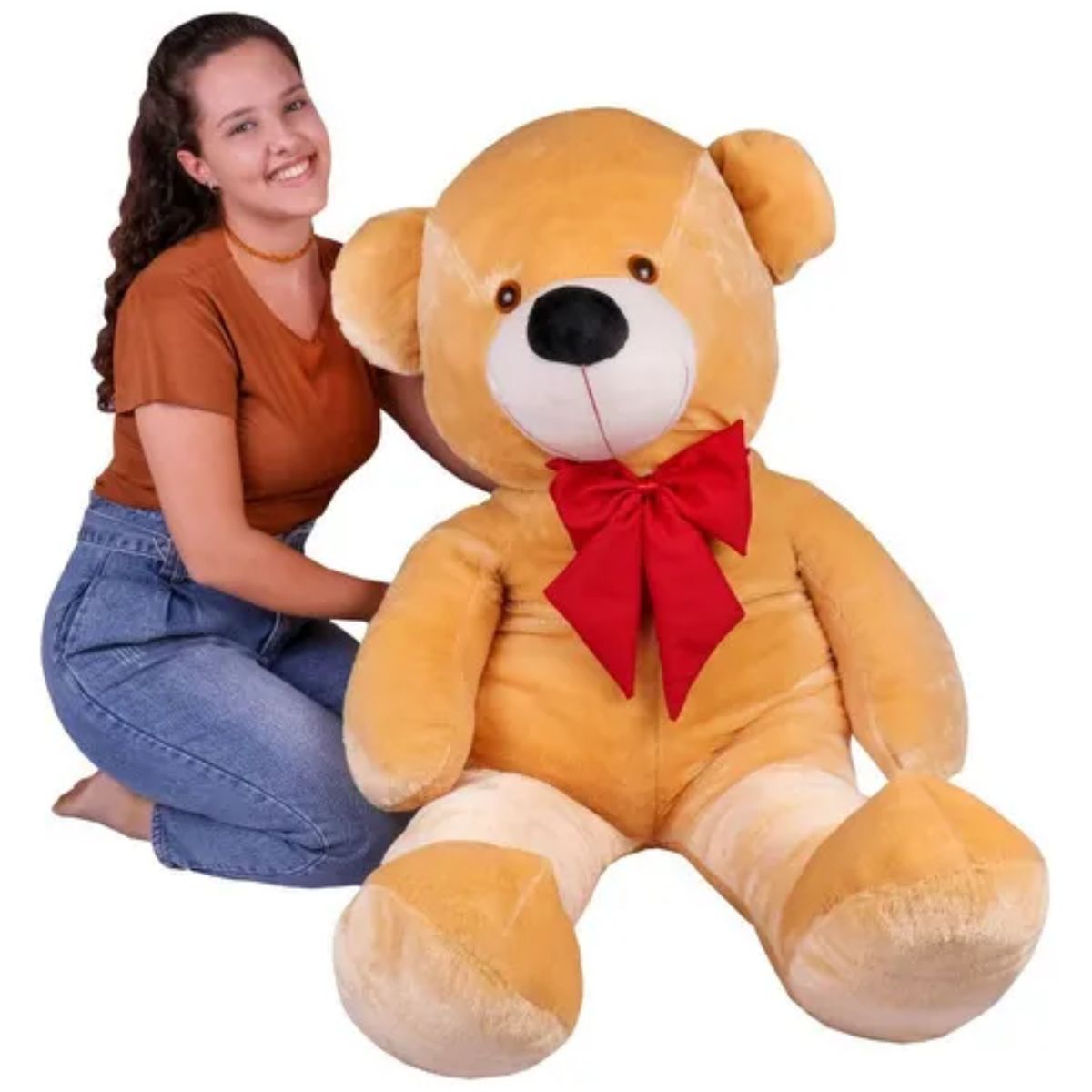 Urso Teddy Gigante c/ Laço – Maciez Hipoalergênica e Luzes Mágicas DIG - Loja Digital